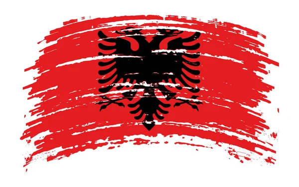 Albanska Slitna Flagga Grunge Pensel Stroke Vektor Bild — Stock vektor