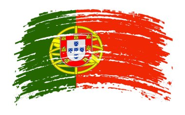 Grunge fırça darbesiyle Portekiz bayrağı yırtılmış, vektör resmi