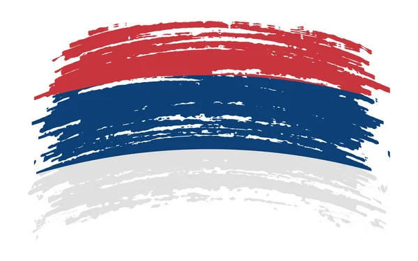 Serbische Zerrissene Flagge Grunge Pinselstrich Vektorbild — Stockvektor