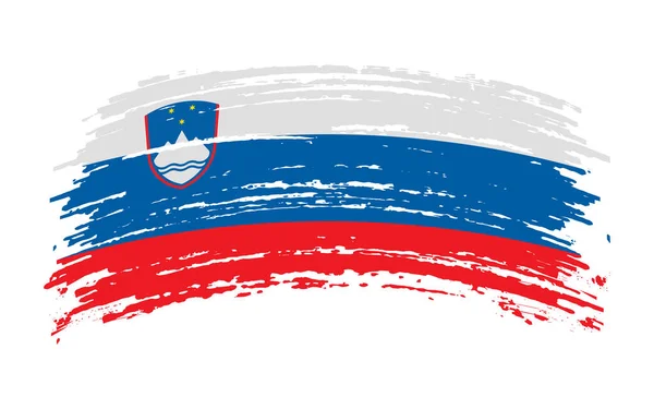 Sloveense Gescheurde Vlag Grunge Penseelstreek Vectorafbeelding — Stockvector