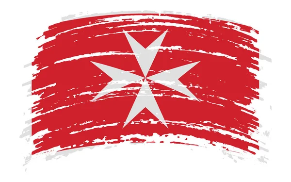 Maltese Verscheurde Vlag Grunge Penseelstreek Vectorafbeelding — Stockvector