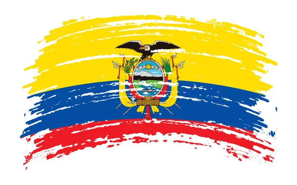 Grunge fırça darbesiyle yırtılmış Ekvador bayrağı, vektör resmi