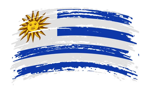 Drapeau Déchiré Uruguayen Coup Pinceau Grunge Image Vectorielle — Image vectorielle