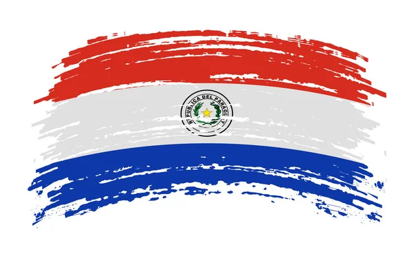Bandera Paraguaya Rasgada Pincelada Grunge Imagen Vectorial — Vector de stock