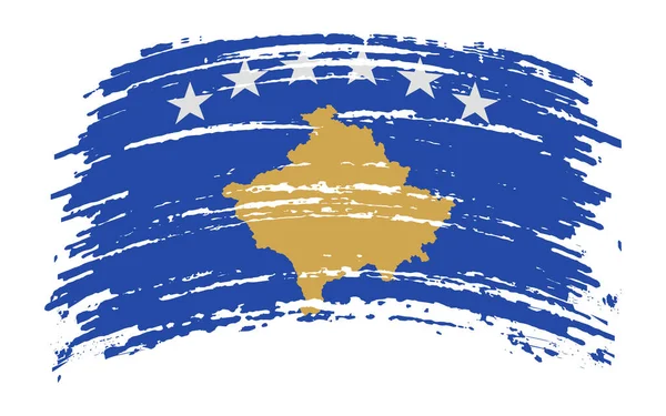 Kosovo Bandiera Strappata Pennellata Grunge Immagine Vettoriale — Vettoriale Stock