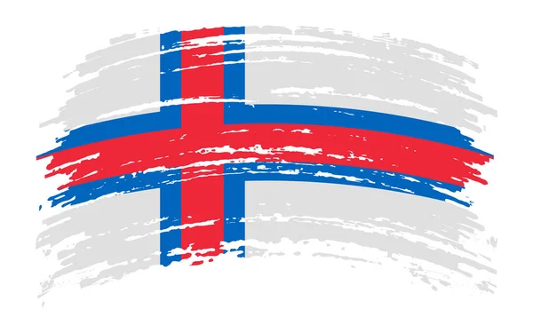 Färöer Inseln Zerrissene Flagge Grunge Pinselstrich Vektorbild — Stockvektor