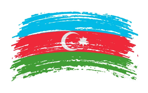 Aserbaidschaner Zerrissene Flagge Grunge Pinselstrich Vektorbild — Stockvektor