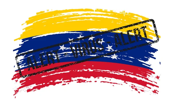 Venezolanische Zerrissene Flagge Mit Einem Stempel Mit Den Worten Alarmvirus — Stockvektor