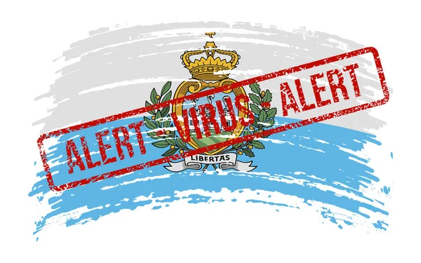 San Marino Verscheurde Vlag Met Een Stempel Met Woorden Alert — Stockvector