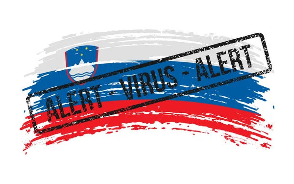 Σλοβένικη Σκισμένη Σημαία Σφραγίδα Τις Λέξεις Alert Virus Διανυσματική Εικόνα — Διανυσματικό Αρχείο