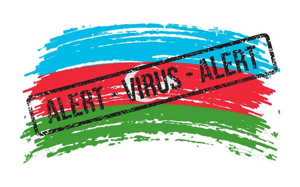 Azerbeidzjan Verscheurde Vlag Met Een Stempel Met Woorden Alert Virus — Stockvector