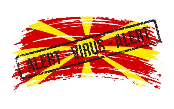 Kuzey Makedonya Cumhuriyeti Üzerinde Uyarı Virüsü Vektör Görüntüsü Yazan Bir — Stok Vektör