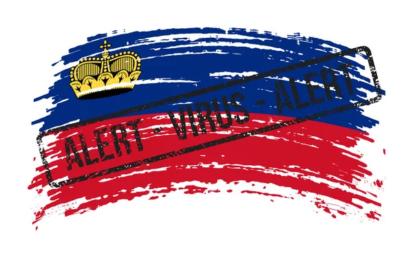 Liechtenstein Rasgado Bandeira Com Selo Com Palavras Vírus Alerta Imagem — Vetor de Stock