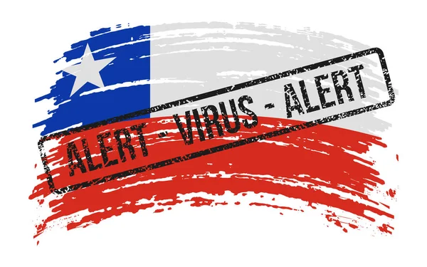 Chileense Verscheurde Vlag Met Een Stempel Met Woorden Alert Virus — Stockvector