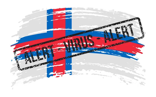 Faeröer Eilanden Verscheurd Vlag Met Een Stempel Met Woorden Alert — Stockvector