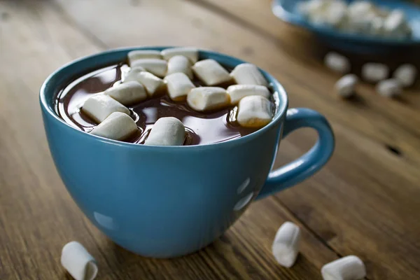 Blue Cup Cocoa Marshmallows — Stock Photo, Image