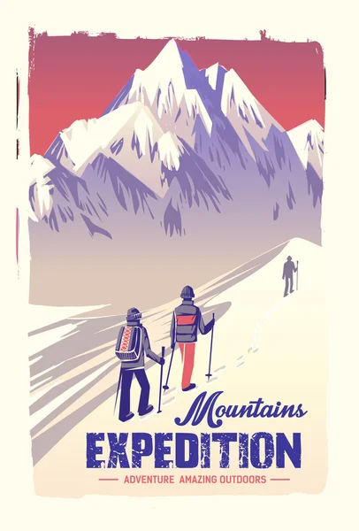 Poster mountain climbing — Stock Vector