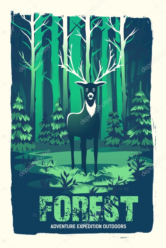 poster with a deer in the woods