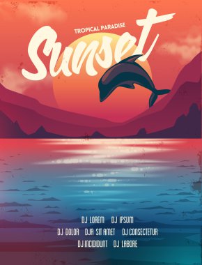 Poster Günbatımı ile yunus