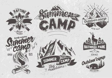 Set outdoor camp typography labels  clipart