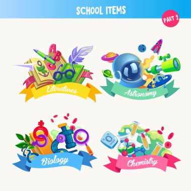 Design set with school items clipart