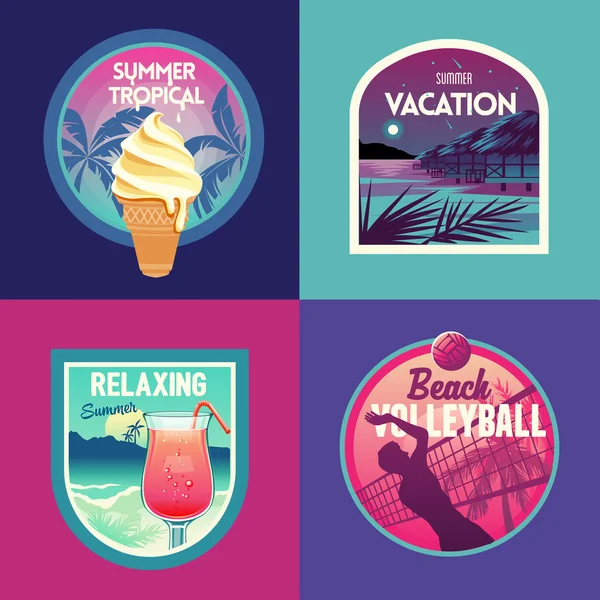 Set de etiquetas de vacaciones de verano — Archivo Imágenes Vectoriales