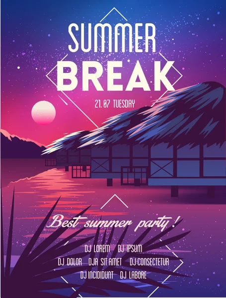 Poster beach parti pembe — Stok Vektör