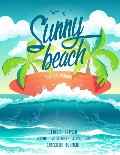 Cartel surf playa partido — Vector de stock