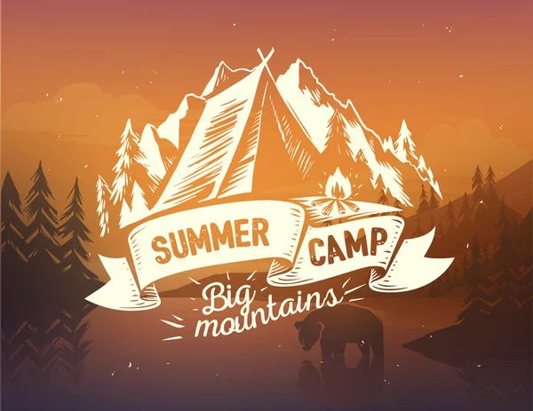 Camp d'été typographie design — Image vectorielle