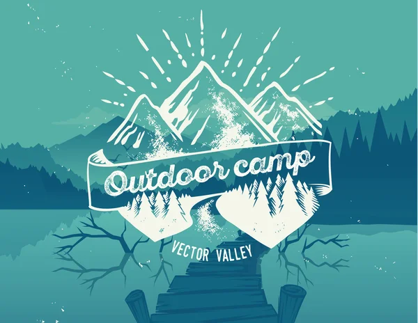 Outdoor camp typography design — Stock Vector