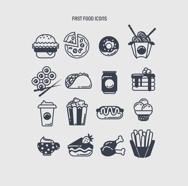 16 ikon fast food — Wektor stockowy