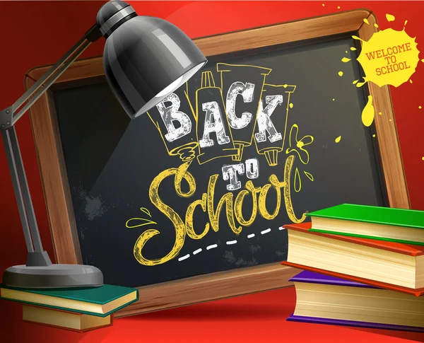 Iskolaszék, a hátizsák és a könyvek. — Stock Vector