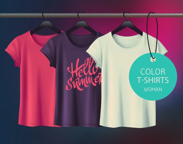 Kvinnans t-shirts formgivningsmall. — Stock vektor