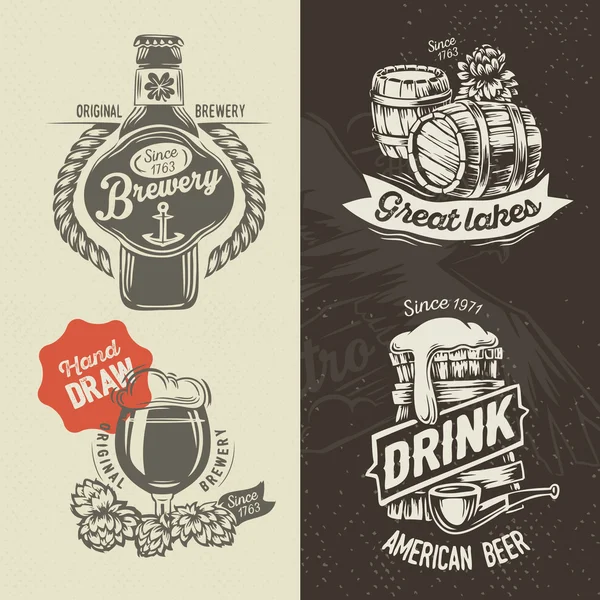 Ручні пивоварні етикетки Стокова Ілюстрація