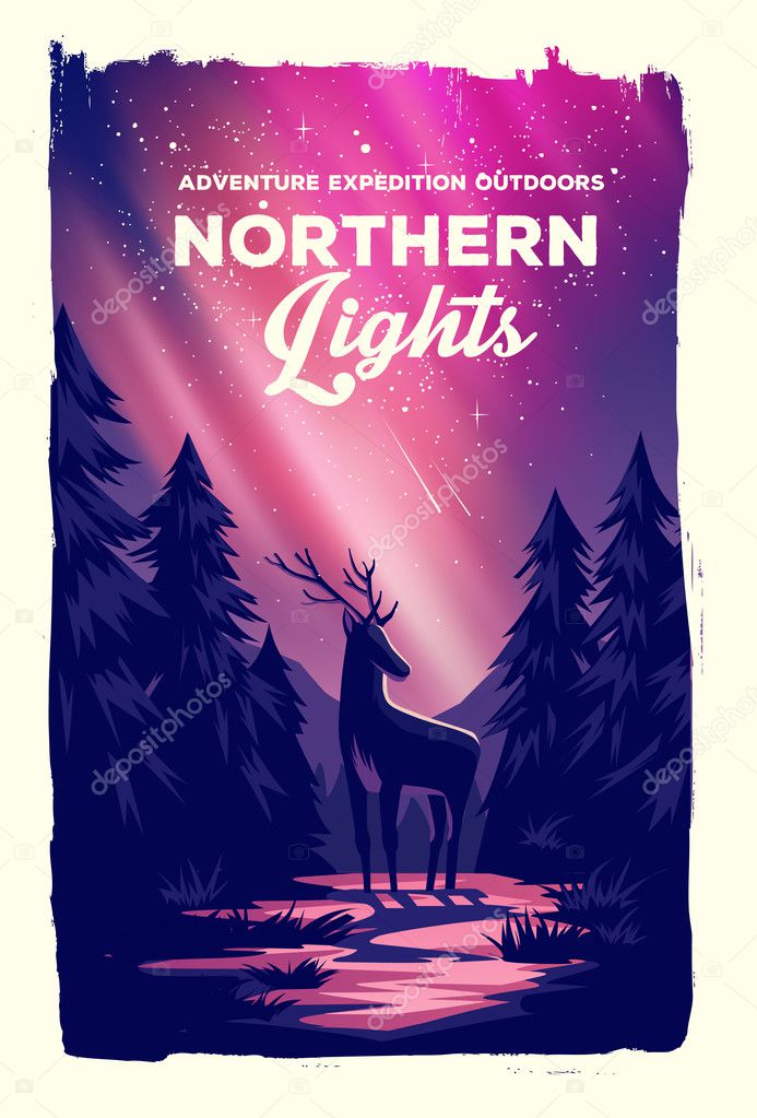 poster landscape with deer