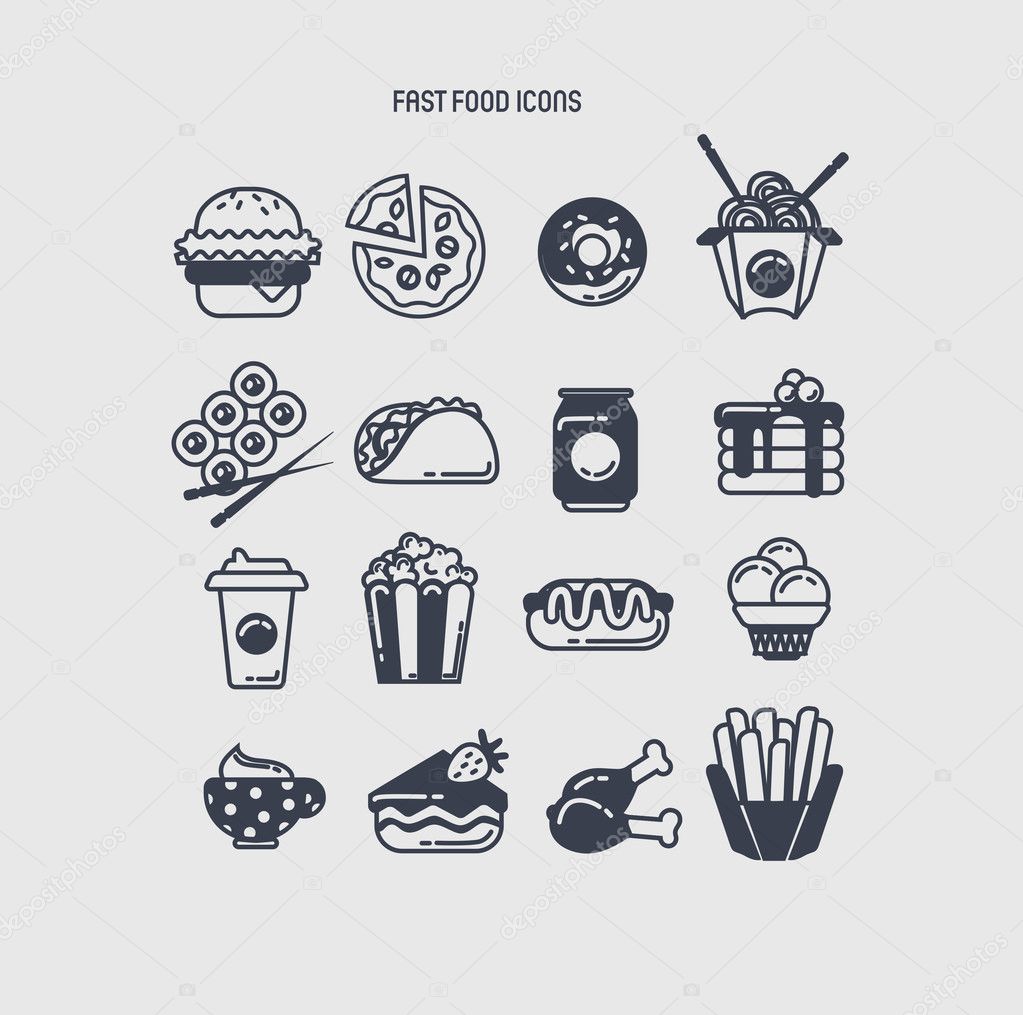 16 fast food icons 
