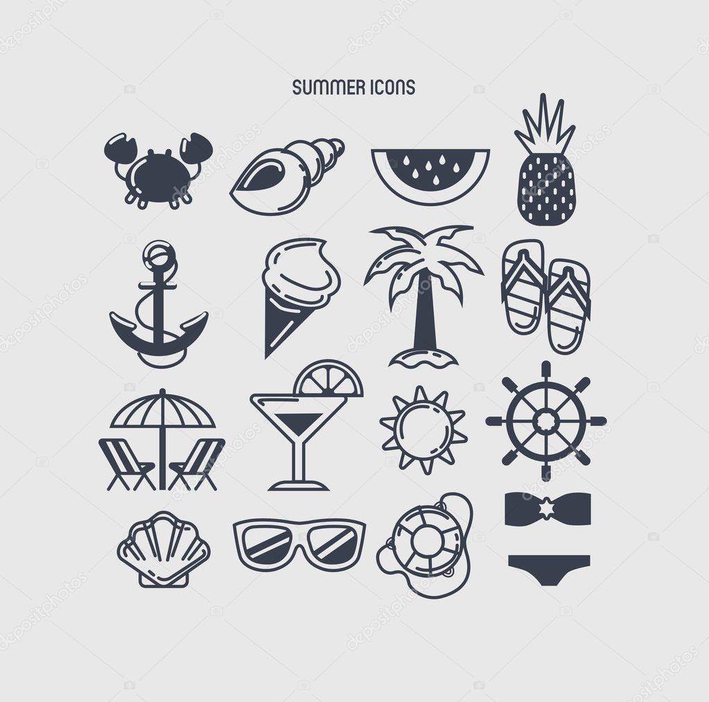 16 summer color icons 