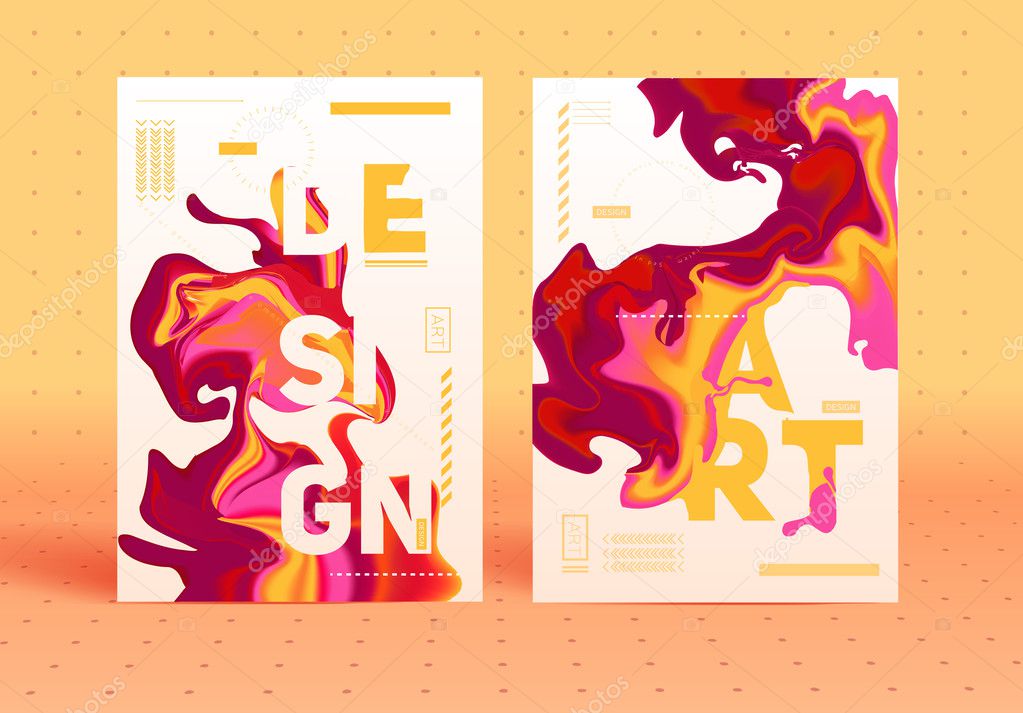 Set of bright abstract ink design. 
