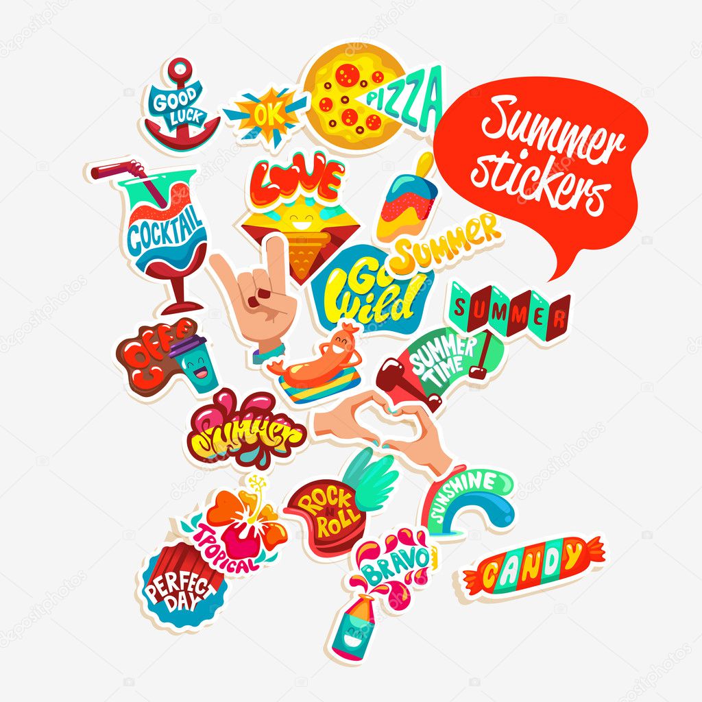 Set of Summer stickers