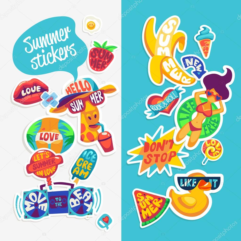 Set of Summer stickers