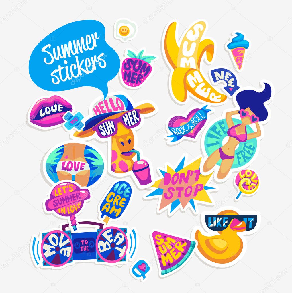 Set of Summer stickers