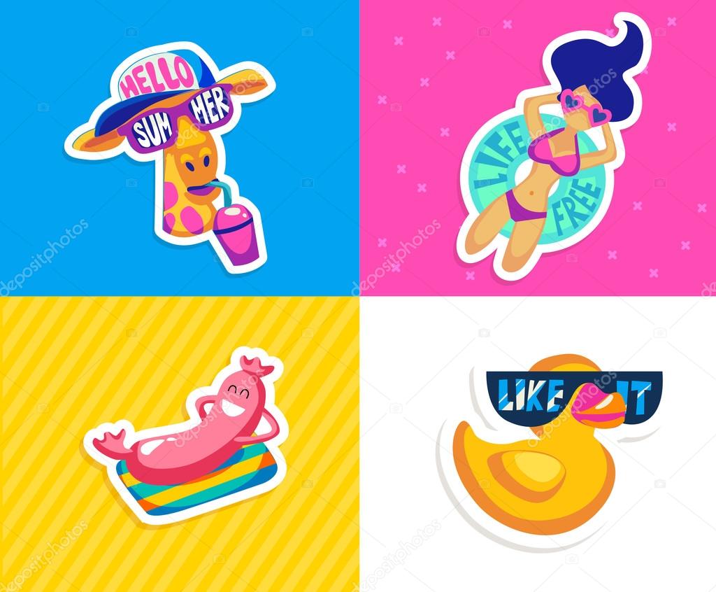 Set of Summer stickers