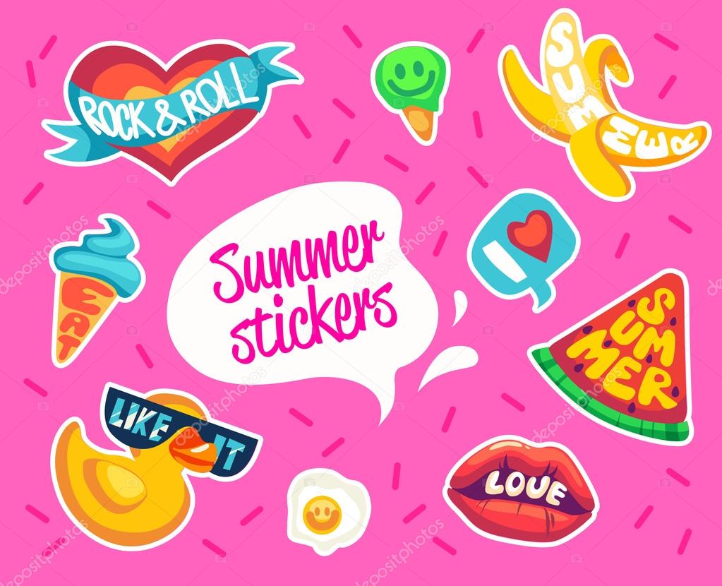 Set of Summer stickers.