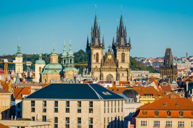 Prague, Czezh Cumhuriyeti. Eski çekici doğal yaz havadan görünümü