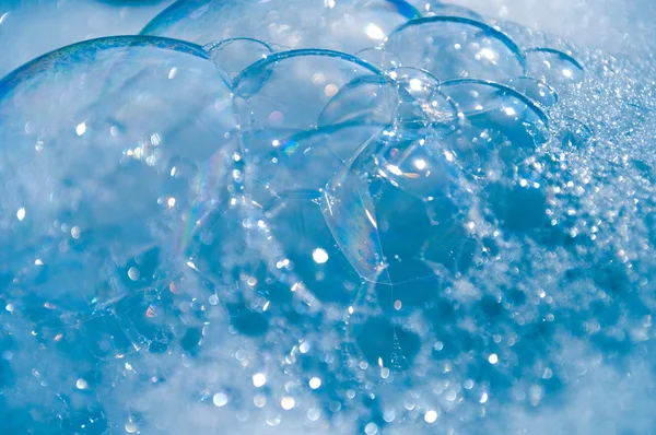 Espuma Blanco Azul Burbujas Grandes —  Fotos de Stock