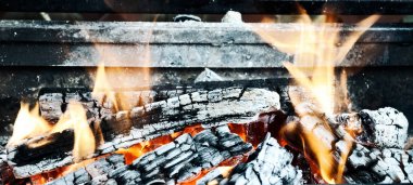 Yanmış yangın kömürleri günlüğe kaydeder.