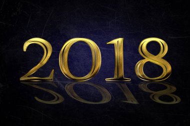 Mavi bir arka plan üzerinde altın numaraları 2018