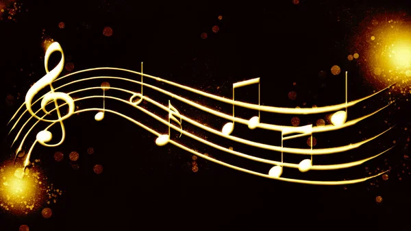Hermosa Notación Música Fondo Dorado —  Fotos de Stock