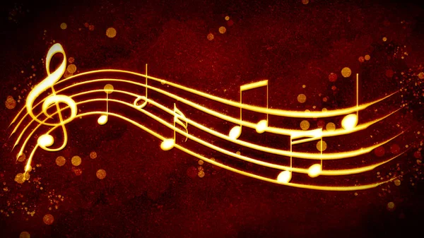 Hermosa Notación Música Fondo Dorado — Foto de Stock
