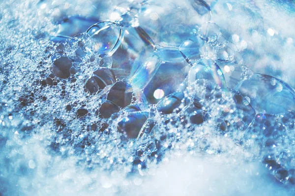 Soap Bubble Foam Blue Color — Stock Photo, Image